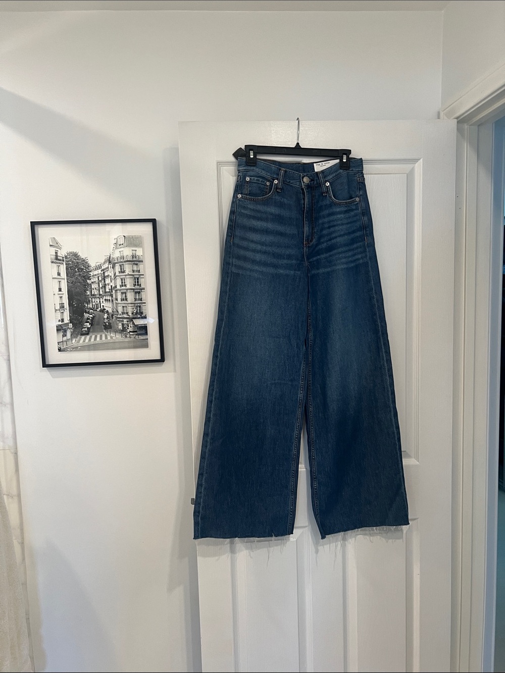rag & bone Dark Blue Wide-Leg High-Rise Jeans